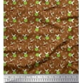 thumbnail image 1 of Soimoi Poly Georgette Fabric Leaves,Watermelon & Rabbit Kids Printed Fabric 1 Yard 42 Inch Wide, 1 of 3