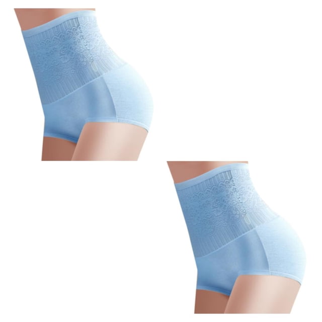 Qarigey Bragas de fibra de bambú para mujer, ropa interior flexible de repuesto lavable para levantamiento de cuerpo de Color sólido, Azul 2piezas
