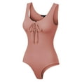 thumbnail image 3 of MixMatchy Women's Sleeveless Lace Up Rib Knit Sexy Leotard Bodysuit, 3 of 3