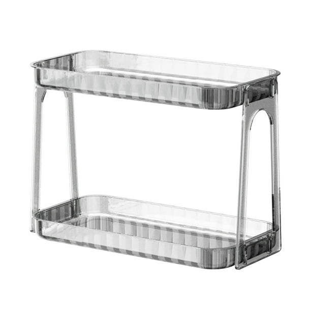 Estante de almacenamiento de cosméticos de doble capa, transparente, desmontable, moderno, organizador de cosméticos para tocador, color transparente