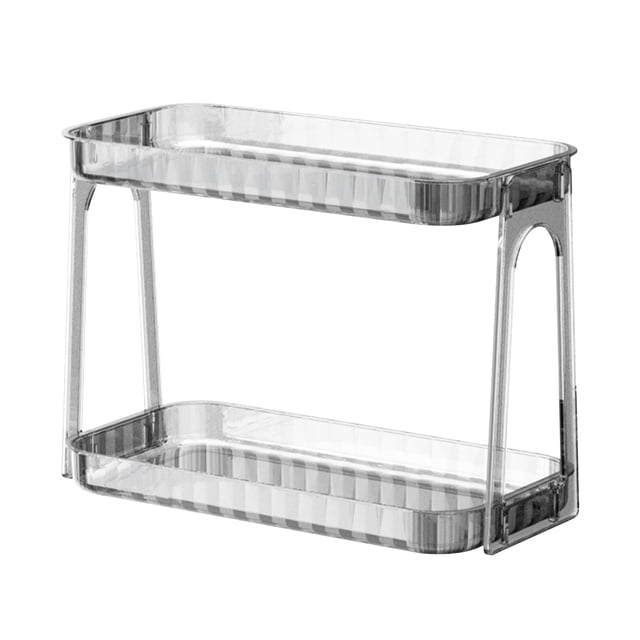 Estante de almacenamiento de cosméticos de doble capa, transparente, desmontable, moderno, organizador de cosméticos para tocador, color transparente