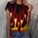 thumbnail image 2 of Blusa de manga corta con cuello redondo y estampado de llamas para mujer Pompotops  hkajfhjk460417, 2 of 9