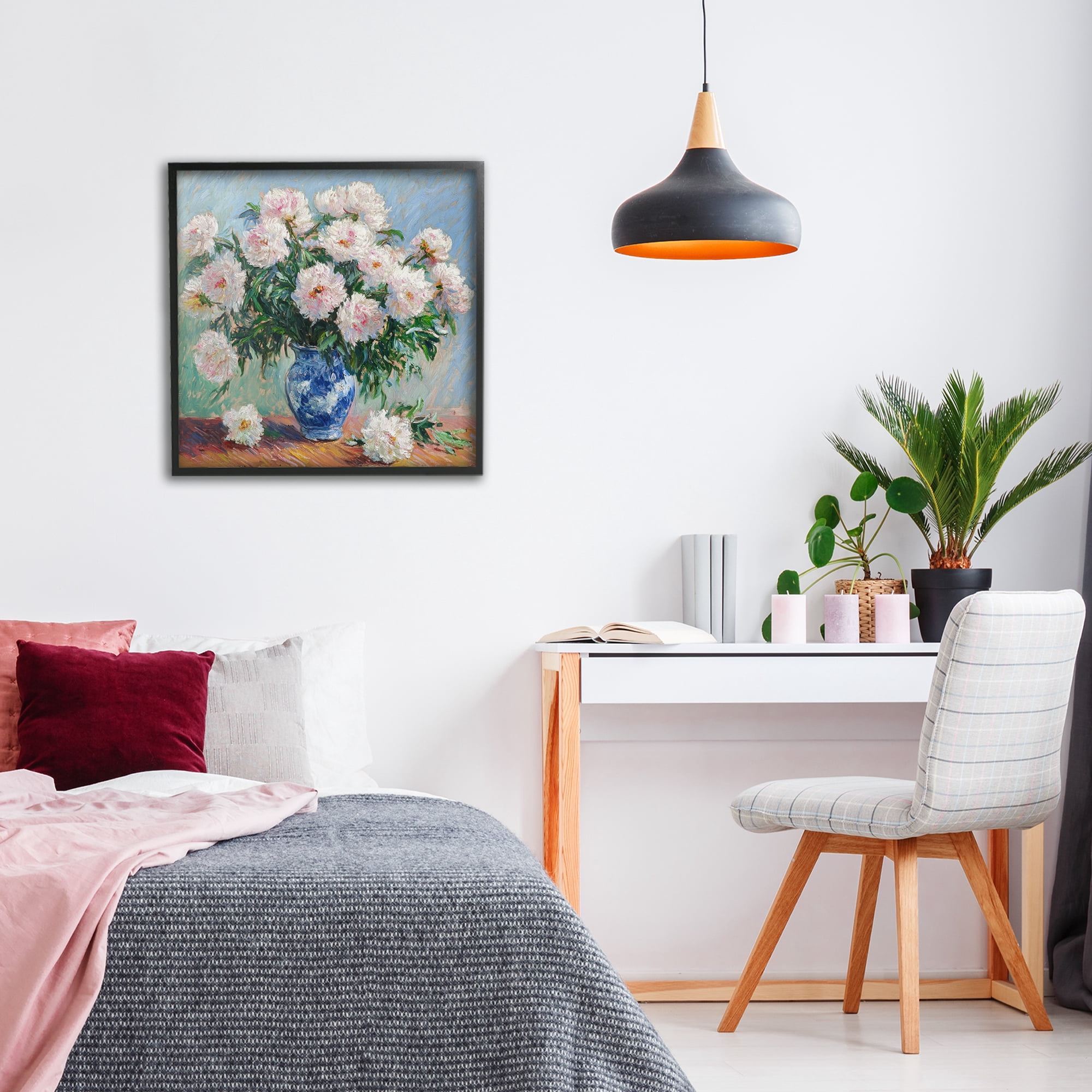 Stupell Industries Peonies in Blue Vase Black Framed Giclee Art, design by Tina LeCour