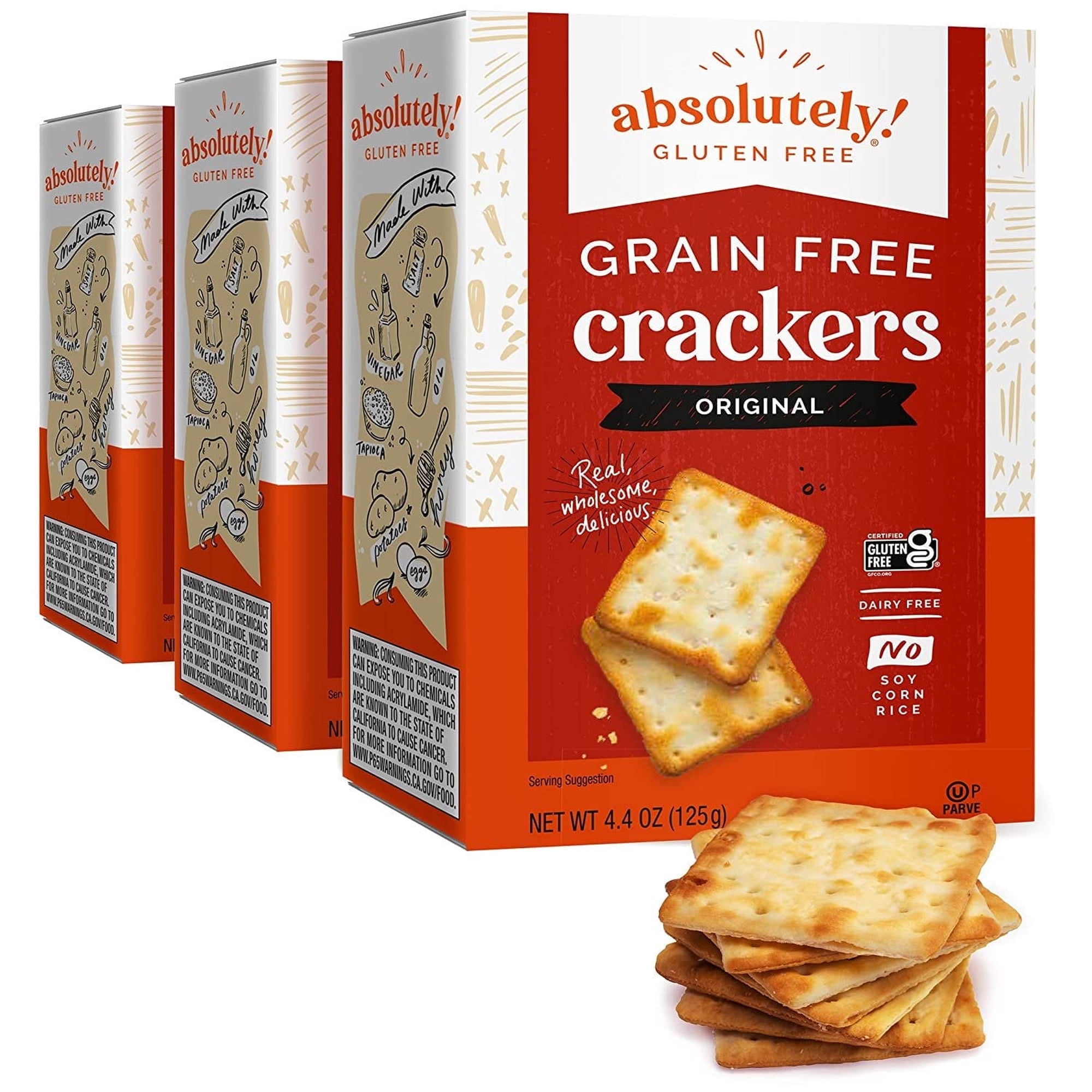 Absolutely Gluten-Free Original Crackers 4.4 oz (Pack of 3) Gluten-Free Crackers Healthy Crackers Crispy Potato Crackers Kosher
