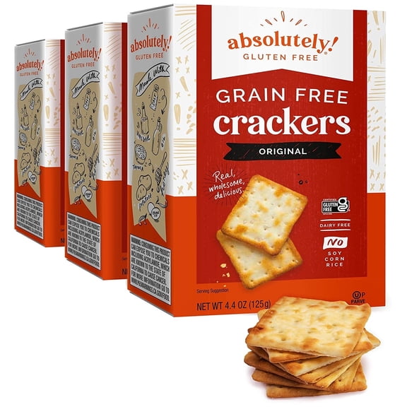 Absolutely Gluten Free Original Crackers 4.4 oz (Pack of 3), Gluten Free Crackers, Healthy Crackers, Crispy Potato Crackers, Kosher