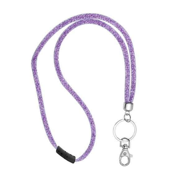 Uxcell Bling Keychain Lanyard Crystal Lanyard Keychain with Metal Clasp Purple