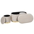thumbnail image 2 of Ensemble Pouf de Rangement 3pc en Velours Beige et Base Chromée Or, 2 of 2