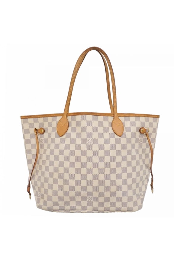 Pre-Owned Louis Vuitton Damier Azur Neverfull MM Tote Bag N51107 White Women's OP004721