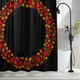 thumbnail image 2 of Red Yellow Flowers Wreath Fabric Shower Curtain Floral Plant Black Washable Shower Curtains for Bathroom, Waterproof Bath Curtain with Hooks Home Decor 72x72in, 2 of 8
