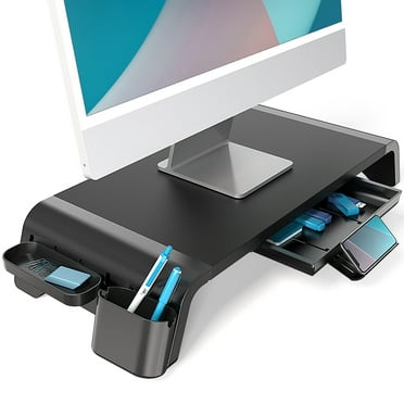 Adjustable Monitor Stand with Drawer, 2 Removable Storage Slot,No Assembly Required