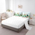 thumbnail image 3 of YST 7Pcs Cartoon Frog Comforter Sets King Size, Cute Animal Colorful Flowers, Polyester, Bed in a Bag, 3 of 5