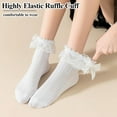 thumbnail image 2 of Zhengup Womens Ankle Socks Lace Ruffle Frilly Cotton Cute Princess Ankle Dress Lace Socks for Girl 2 Pack, 2 of 7