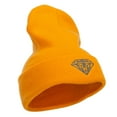 thumbnail image 5 of Grey Diamond Embroidered Cuffed Long Beanie - Yellow OSFM, 5 of 5