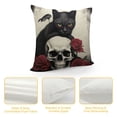 thumbnail image 4 of COMIO  Red Rose Skull and Black Cat Pillow Covers Hallowmas Thanksgiving Farmhouse Outdoor Cat Lovers Room Throw Pillowcase Flannel Sofa Couch Decorative Cushion Case, 4 of 5
