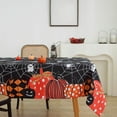 thumbnail image 4 of RBCKVXZ Black Halloween Table Cloth with Pumpkin Spider Web Bat - 51 x 79 Inch Waterproof Wrinkle Free Rectangle Tablecloth, Polyester Fabric Table Cover for Halloween Party Decoration, 4 of 5