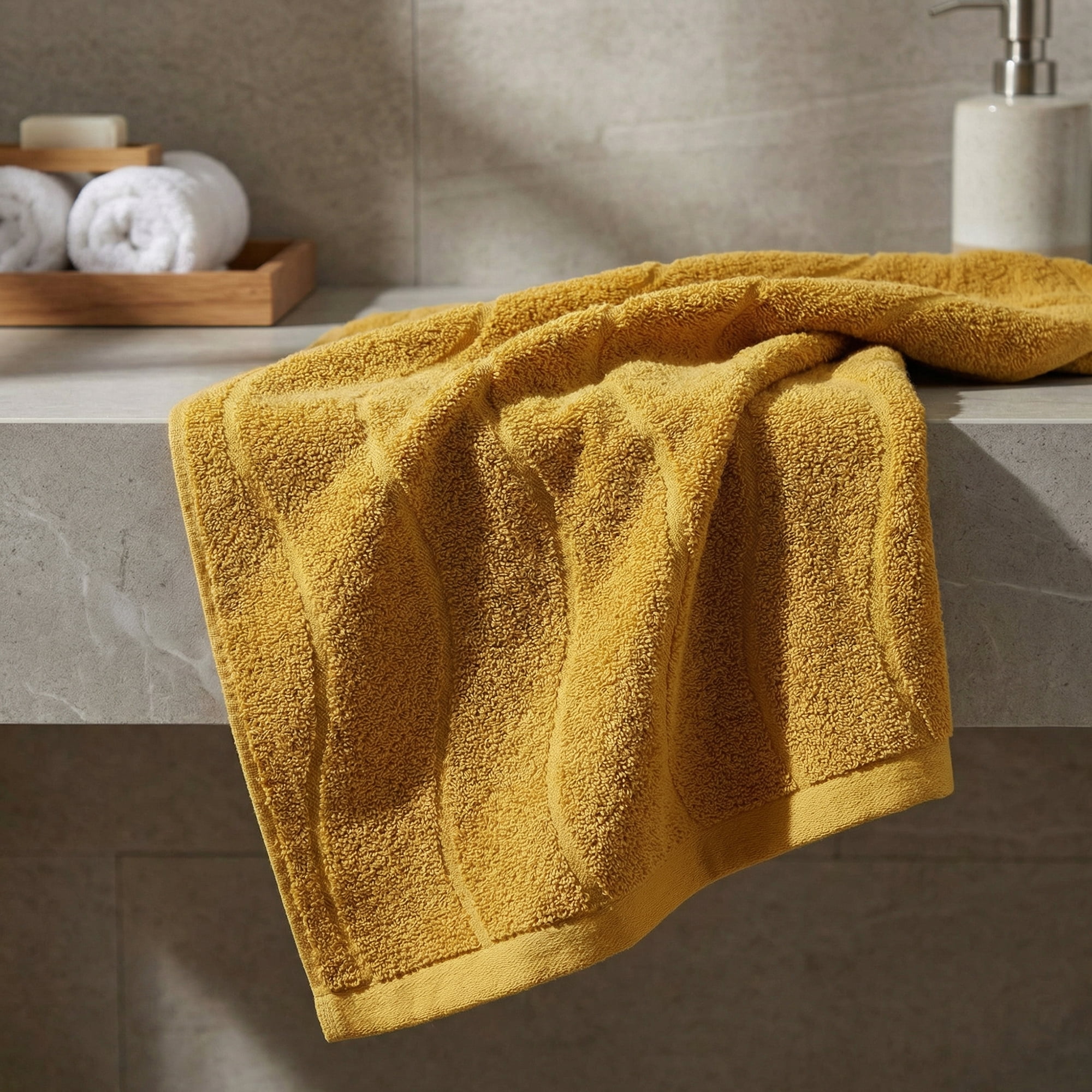 Unique Bargains Ultra Soft Highly Absorbent Quick Dry Hand Towels Yellow 29" x 13"