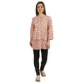 thumbnail image 4 of Moomaya Printed Mandarin Collar Pleated Tunic Shirt Casual Long Top For Leggings, 4 of 7
