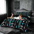 thumbnail image 3 of meiyoeat Vintage Geometric Rhombus Aztec Bedding For Boys,Country Western Cowboy Farmhouse Duvet Cover Full,Reversible,3 Pieces,1 Duvet Cover and 2 Pillowcases, 3 of 6