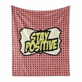thumbnail image 1 of Saying Soft Flannel Fleece Throw Blanket, Stay Positive Retro Pop Art Lettering Half Toned Background, Cozy Plush for Indoor and Outdoor Use, 70" x 90", Coral Pastel Yellow, by Ambesonne, 1 of 5