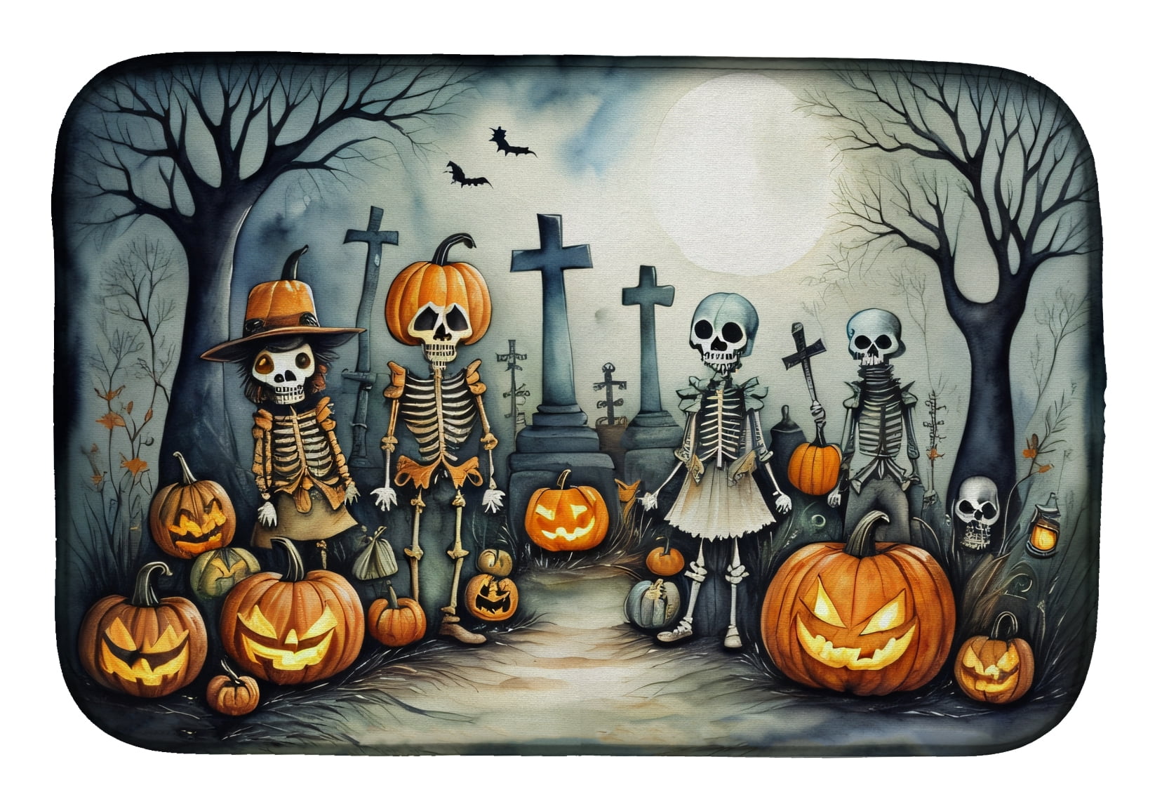 La Catrina Skeleton Spooky Halloween Dish Drying Mat 14 in x 21 in