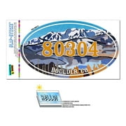 80304 Boulder, CO - Snowy Mountain Lake - Oval Zip Code Sticker
