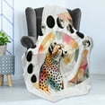 thumbnail image 3 of Ambesonne Leopard Fleece Throw Blanket Watercolor Art Poly Moon 50"x70" Coral Rose and Pale Teal, 3 of 5