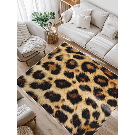 Fashion Wild Style Area Rug for Bedroom 3x5 Ft Vintage Brown Leopard Print Super Soft fuzzy Throw Rug Non-Slip Fluffy Plush Indoor Floor Carpet for Living Room Nursery Home Decor