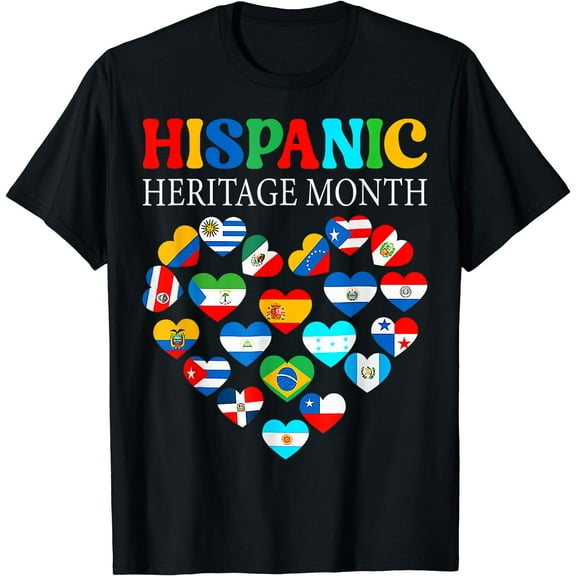 Happy National Hispanic Heritage Month All Countries Heart T-Shirt