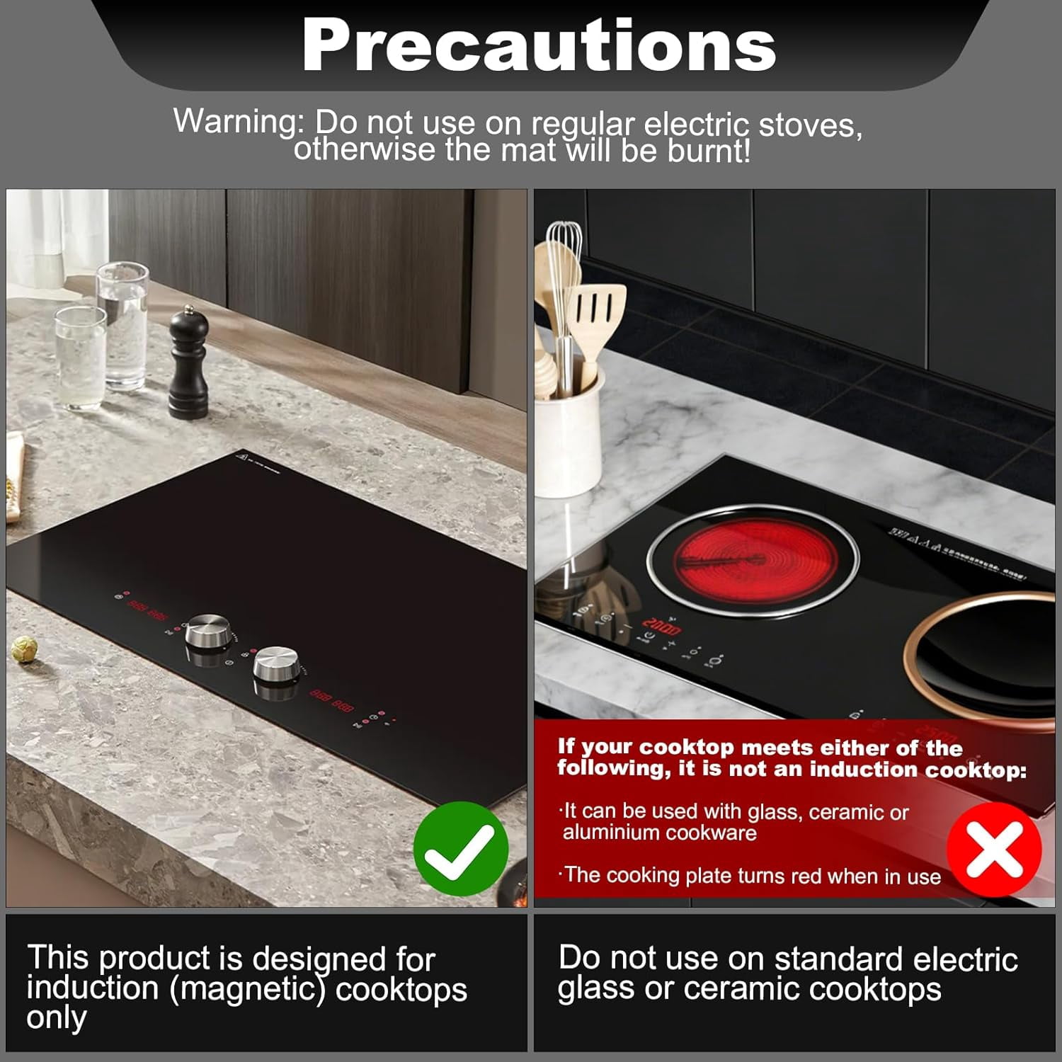 60 x 52 Induction Hob Protector Mat Silicone Induction Hob Cover Electric Stove Burner Scratch Protector Covers Heat Resistant BPA Free for Stove Multifunctional Silicone Mats