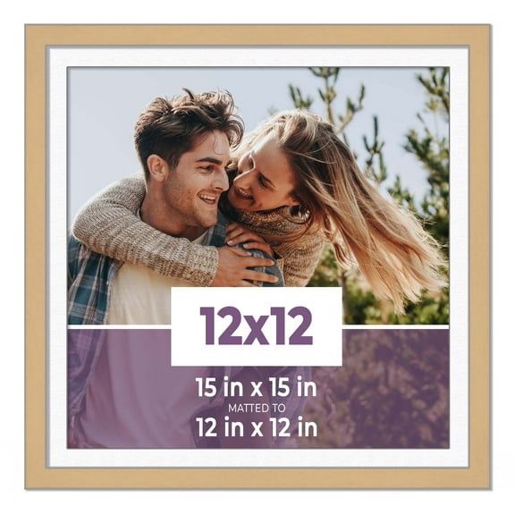 12x12 Frame Natural With White Picture Mat For 12x12 Photo - Natural 15x15 Frame To Display Print