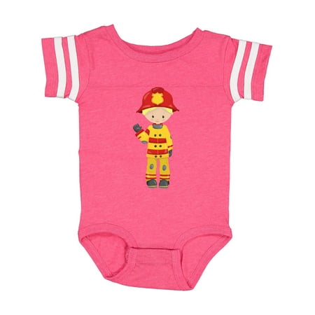 

Inktastic Boy Fireman Firefighter Blond Hair Little Boy Gift Baby Boy Bodysuit