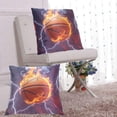 thumbnail image 6 of Basketball with Flame Lightning Throw Pillow Covers Pillowcases 18 x 18 Inch Home Decor 2 Packs for Bedroom Sofa, 6 of 6