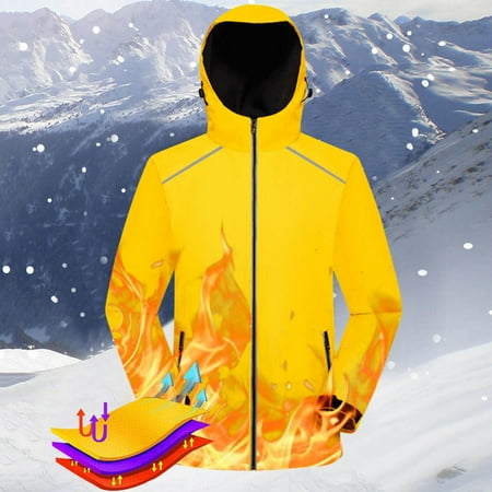 

Yilirongyumm Yellow XL Women s One-Piece Womens And Mens Windproof Waterproof Jacket Polar With Reflective Stripe Jacket Couples Jacket