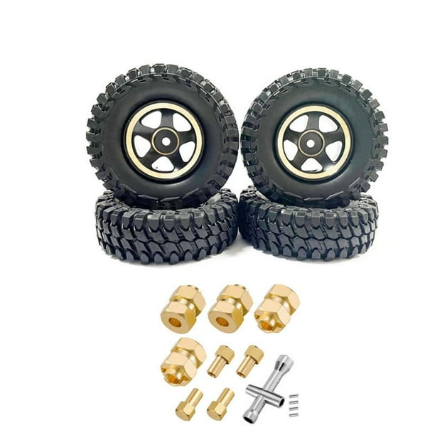 Tholdsy 4 piezas de plástico 1/24 llantas de rueda neumático para Axial SCX24 RC pieza de coche RC accesorios de coche piezas de repuesto RC Kits de construcción modelo Negro