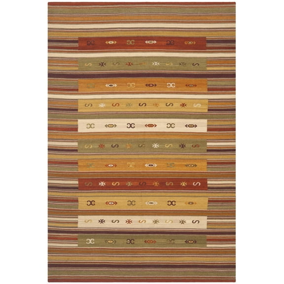 SAFAVIEH Kilim Kazi Southwestern Wool Area Rug, Burgundy/Multi, 6' x 9'