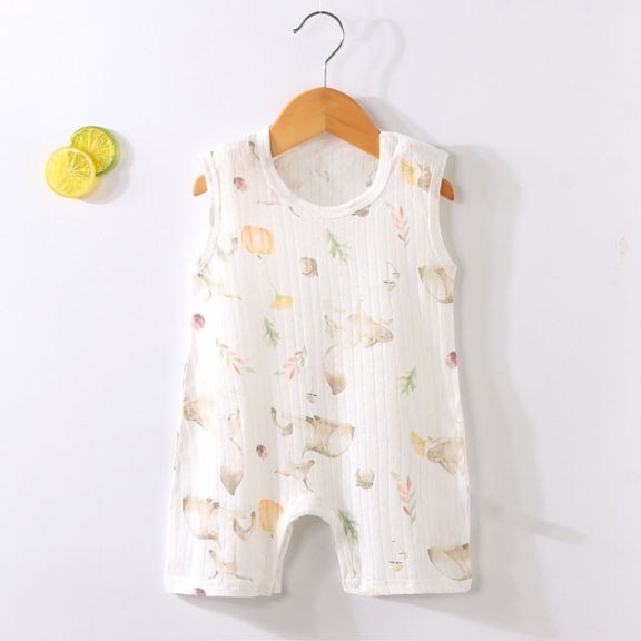 Kids Girl Sleeveless Romper 100% Soft Cotton White Snap Closure Newborn 0-3 Months,Size 73