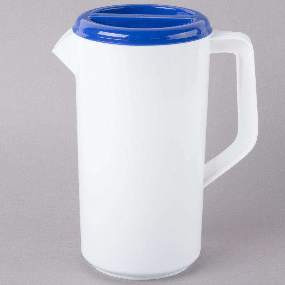 2.5 Qt Pitcher, 3Way Sanitary Lid, Plastic, White with