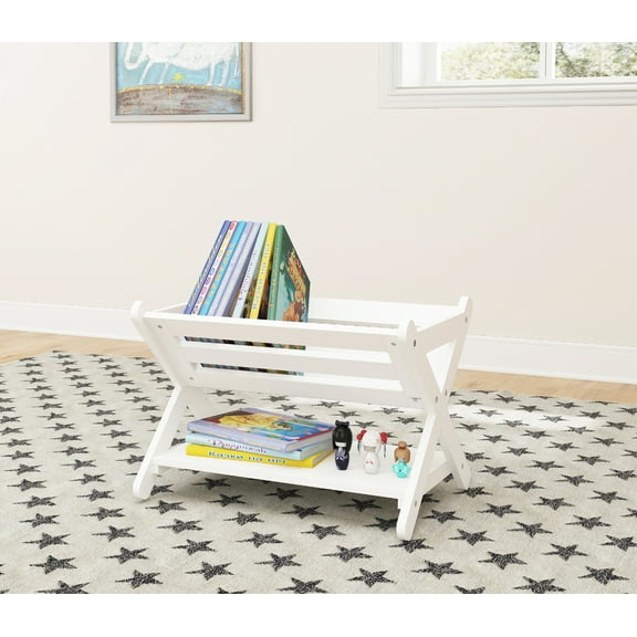 UTEX Kids' Book Caddy with Shelf, Kids Bookcase Storage with Shelf, Kids Book Storage Organizer for Toddlers, Kids, White (White)