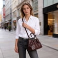 thumbnail image 4 of BadPiggies Women Satchel Handbags Top Handle Purse Medium Tote Bag Vegan Leather Shoulder Bag (Coffee), 4 of 9