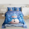 thumbnail image 2 of Homewish Kids Kawaii Snowman Bedding Comforter Set, Cute Blue Twin Comforter Sets, Merry Xmas Tree Bedding Set, Luxury Bedroom Decor, 2 of 8