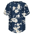 thumbnail image 4 of GaThRRgYP Oversized Short Sleeve Blouse - Summer Comfort Top,Ladies' Fashionable Printed Round Neck Curved Hem Short Sleeved Top Navy L, 4 of 7