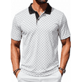 thumbnail image 4 of Men's Golf Polo Shirts Short Sleeve Striped Performance Moisture Wicking Dry Fit Golf Shirts for Men, 4 of 7