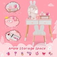 thumbnail image 7 of Infans Kid Vanity Set Makeup Table Stool with Drawer Shelf Wood Leg Rabbit Mirror White, 7 of 7