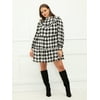ELOQUII Elements Plus Size Houndstooth Print Ruffle Yoke Tiered Dress