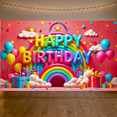 thumbnail image 4 of Colorful Happy Birthday Banner with Rainbow Sun Clouds Balloons and Gifts Backdrop Party Supplies Birthday Decoration Photography Props Birthday Party Decorations, 4 of 7