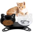 thumbnail image 1 of Tazón de gato, cuencos de gato doble con soporte elevado, cuenco de gato antideslizante, cuenco de gato doble para perros y gatos pequeños Feliz Sencillez, 1 of 5