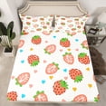 thumbnail image 2 of Homewish Preppy Children Kawaii Strawberry Full Size Sheets 4-Piece,Colorful Love Heart Breathable Bed Sheets,Cartoon Fruit Lightweight Sheet Sets,Luxury Bedroom Decor, 2 of 7