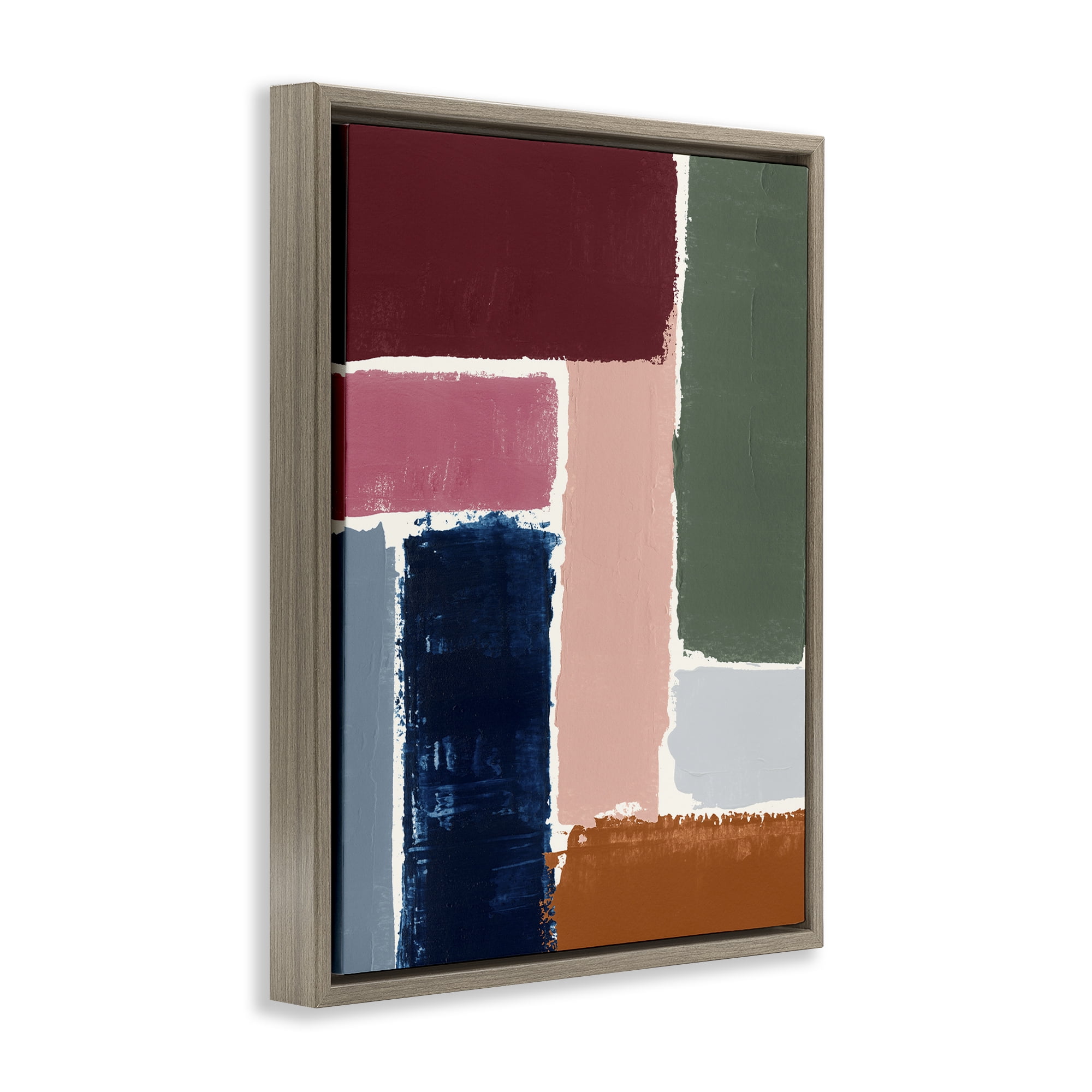 Stupell Industries Rectangular Shapes Pattern Abstract Painting Brown Floater Framed Canvas Art Print Wall Art, 17 x 21
