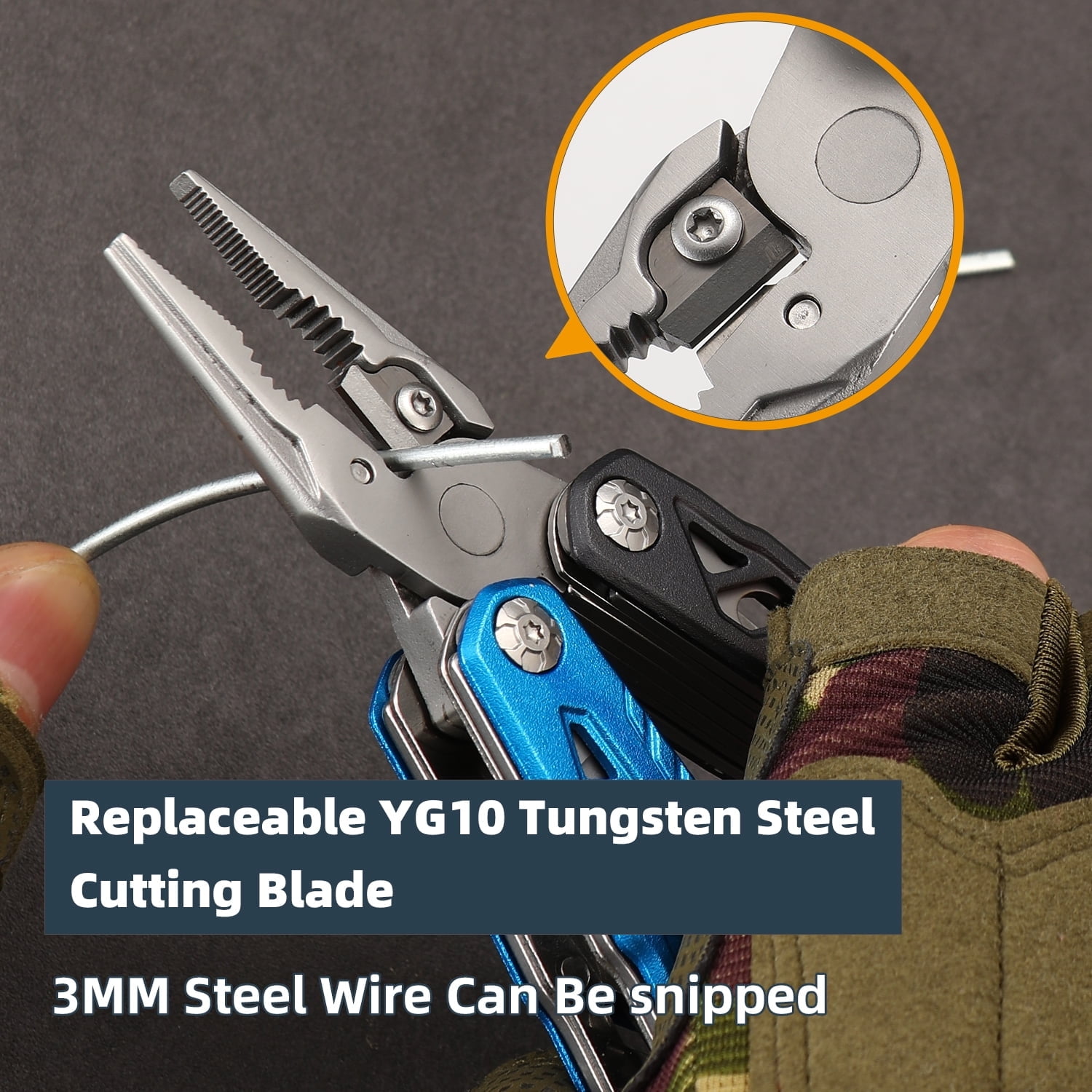 Upgraded Adjustable Wrench Multitool Hammer with Steel Replaceable Wire Cutters for Men,18 in 1 Pocket Multi Tool Knife with Spring-Action Pliers for Camping,Survival