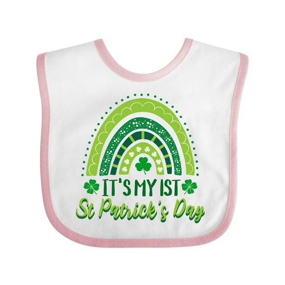 Inktastic Babys 1st St Patricks Day Rainbow Boys or Girls Baby Bib